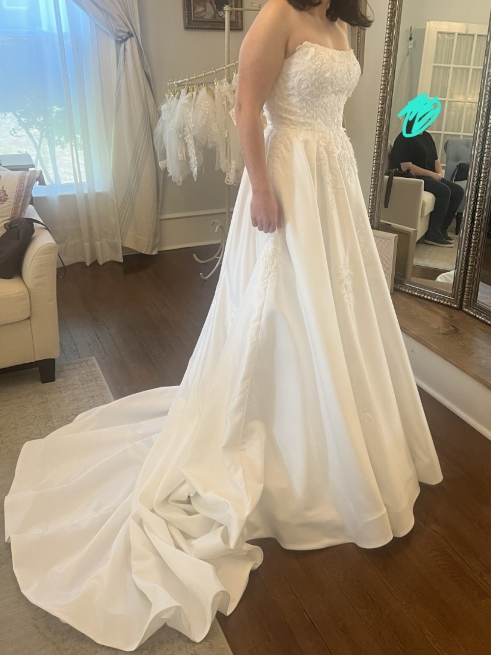 Strapless A-Line White Lace-Appliqué Wedding Ball Gown